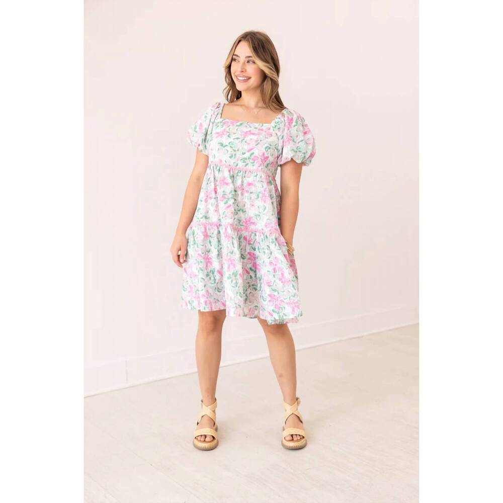 NEW SOUTHERN GRACE botanic beauty mini dress in white floral